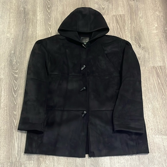 Ralph Lauren Shearling & Suede like Hooded Coat - Picture 1 of 10